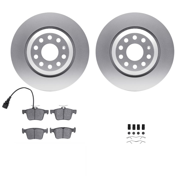 4312-74045 Geospec Brake Rotors with 3000-Series Ceramic Brake Pads & Hardware, Fits Select Audi/Volkswagen, Position: Rear
