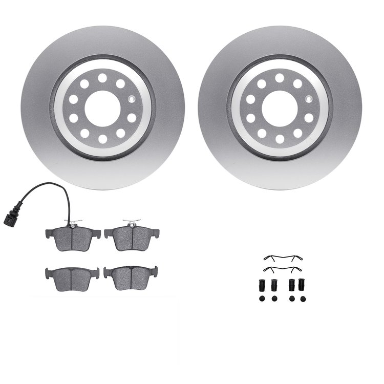4312-74047 Geospec Brake Rotors with 3000-Series Ceramic Brake Pads & Hardware, Fits Select Audi/Volkswagen, Position: Rear