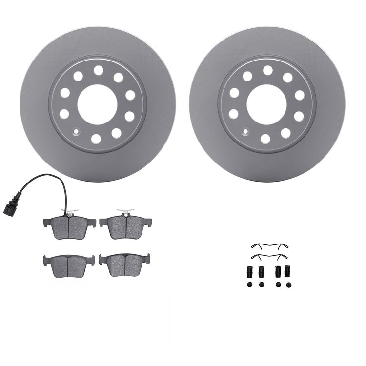 4312-74048 Geospec Brake Rotors with 3000-Series Ceramic Brake Pads & Hardware, Fits Select Audi/Volkswagen, Position: Rear