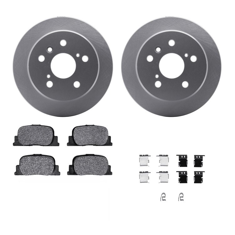 4312-76038 Geospec Brake Rotors with 3000-Series Ceramic Brake Pads & Hardware, 2000-2001 Lexus/Toyota/Scion, Position: Rear