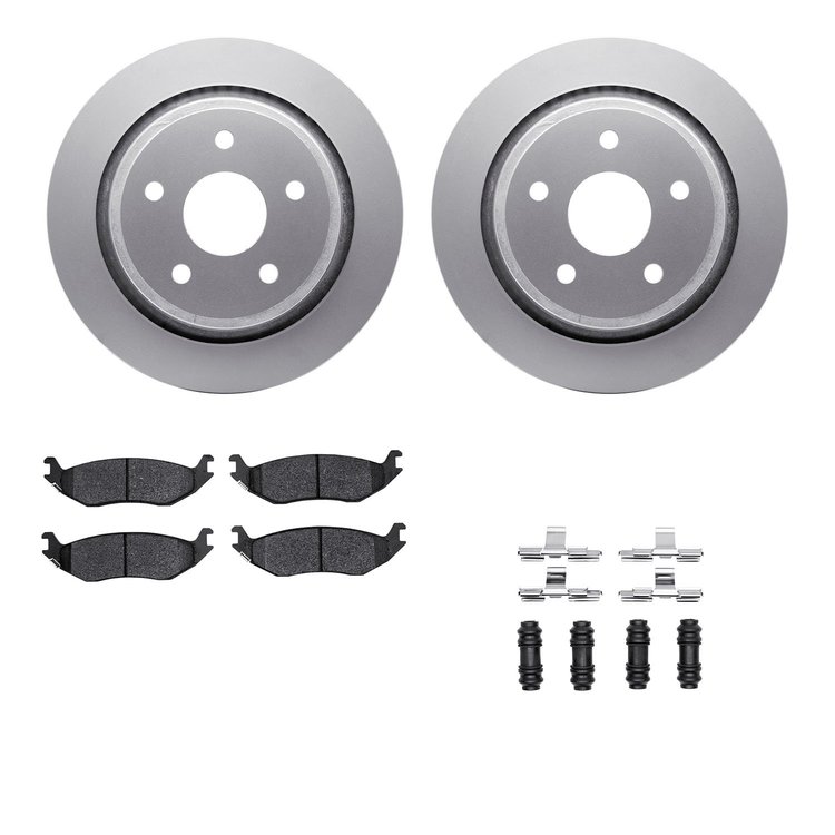 4412-40010 Geospec Brake Rotors with Ultimate-Duty Brake Pads & Hardware, 2002-2018 Mopar, Position: Rear
