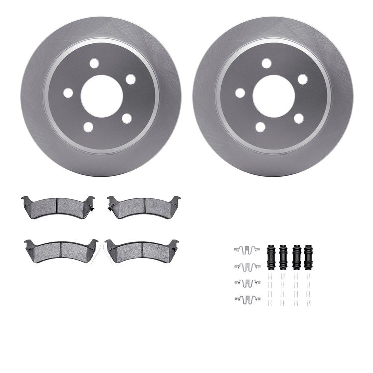 4412-42022 Geospec Brake Rotors with Ultimate-Duty Brake Pads & Hardware, 1993-1998 Mopar, Position: Rear