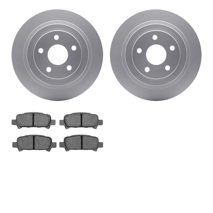 4502-13073 Geospec Brake Rotors w/5000 Advanced Brake Pads Kit, 2000-2006 Subaru, Position: Rear
