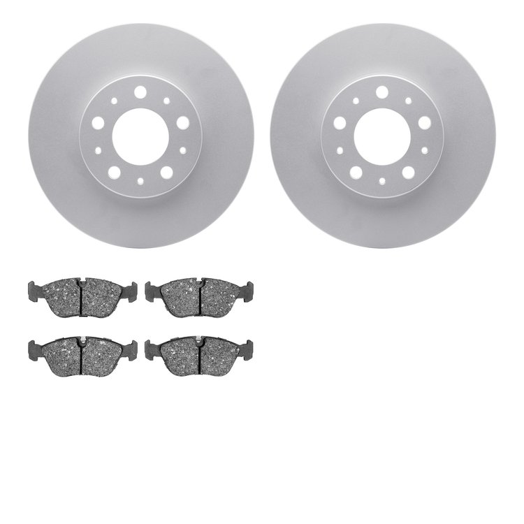 4502-27056 Geospec Brake Rotors w/5000 Advanced Brake Pads Kit, 1998-2004 Volvo, Position: Front