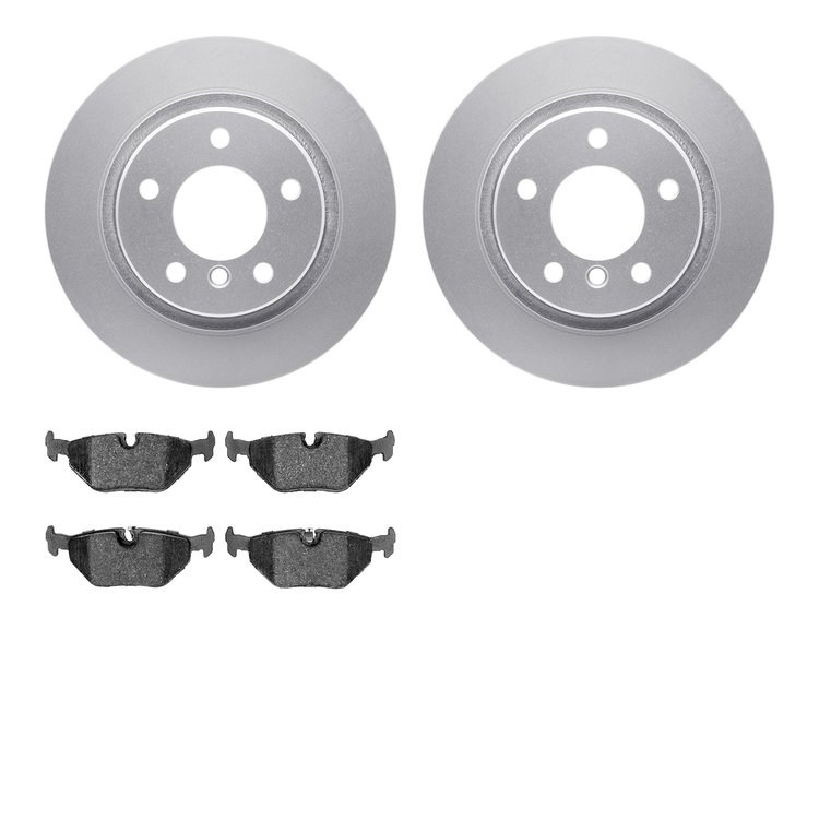 4502-31158 Geospec Brake Rotors w/5000 Advanced Brake Pads Kit, 1999-2006 BMW, Position: Rear