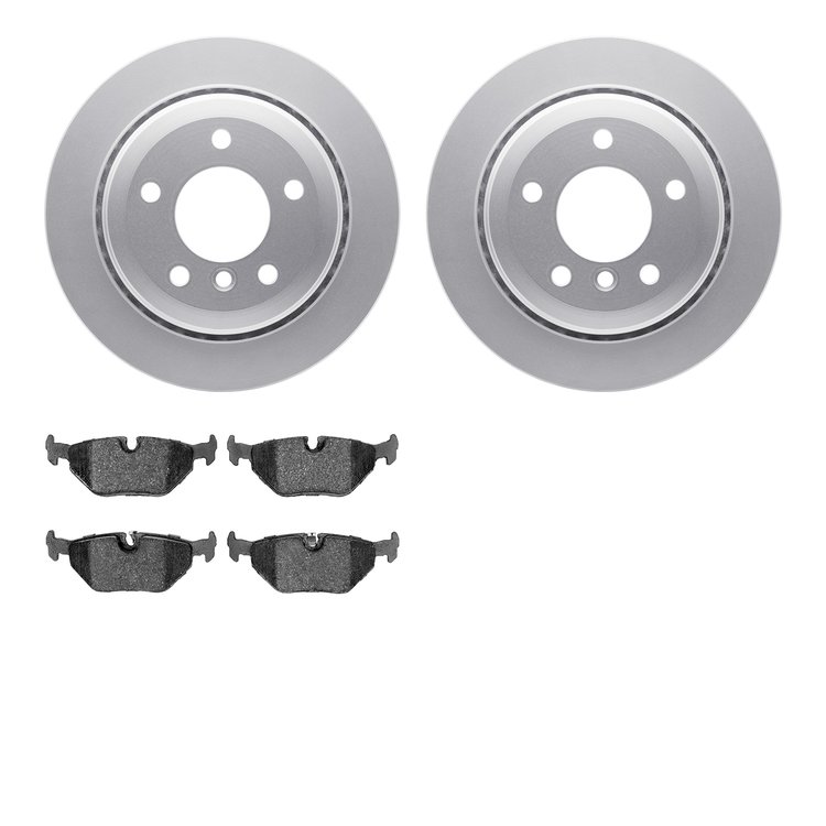 4502-31166 Geospec Brake Rotors w/5000 Advanced Brake Pads Kit, 2001-2005 BMW, Position: Rear