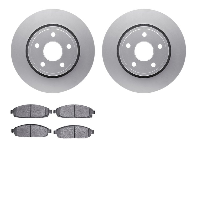 4502-42013 Geospec Brake Rotors w/5000 Advanced Brake Pads Kit, 2005-2010 Mopar, Position: Front