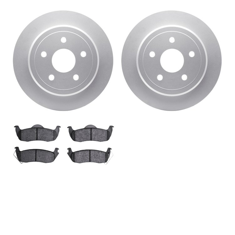 4502-42043 Geospec Brake Rotors w/5000 Advanced Brake Pads Kit, 2005-2010 Mopar, Position: Rear