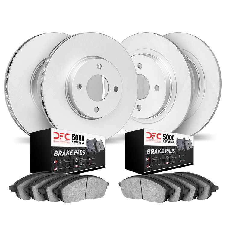 4504-07001 Geospec Brake Rotors w/5000 Advanced Brake Pads Kit, 2012-2019 Mopar, Position: Front and Rear
