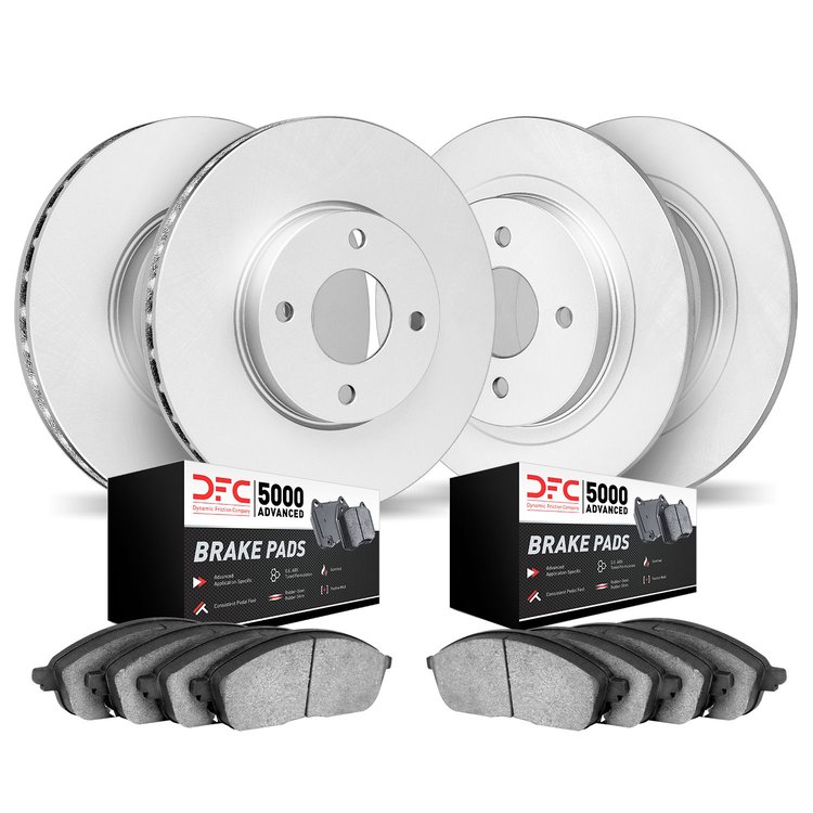 4504-31074 Geospec Brake Rotors w/5000 Advanced Brake Pads Kit, 1984-1991 BMW, Position: Front and Rear