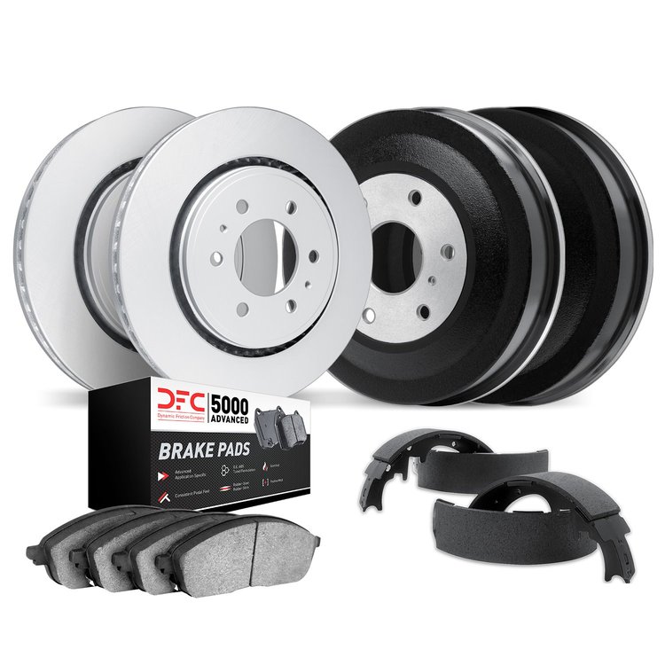 4504-47111 Geospec Brake Rotors w/5000 Advanced Brake Pads/Drums & Shoes Kit, 1988-2000 GM, Position: Front and Rear