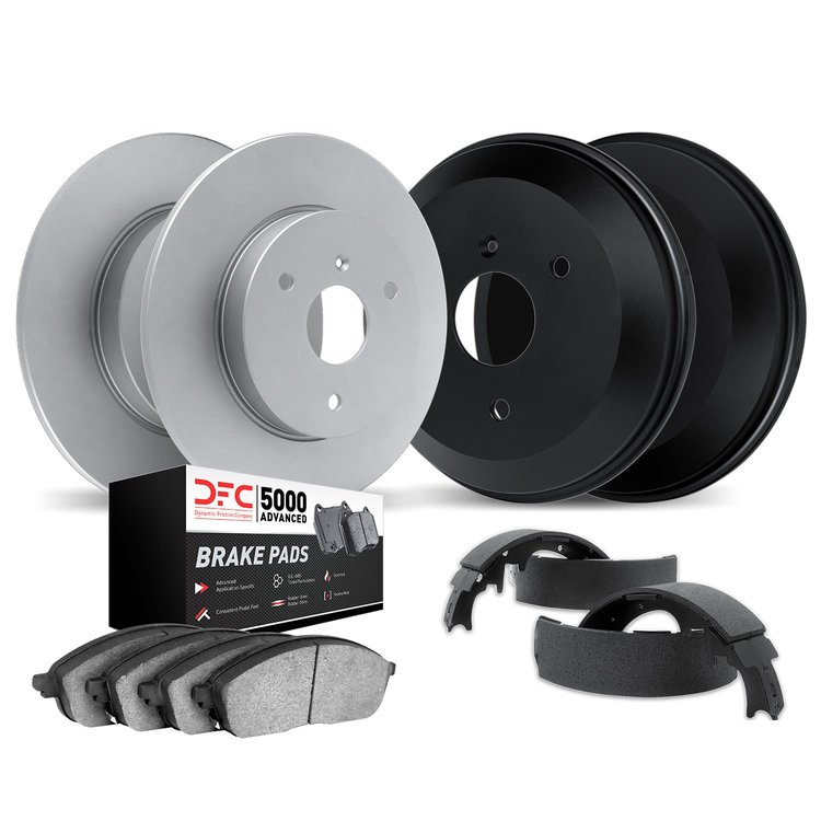 4504-63000 Geospec Brake Rotors w/5000 Advanced Brake Pads/Drums & Shoes Kit, 2005-2016 Smart, Position: Front and Rear