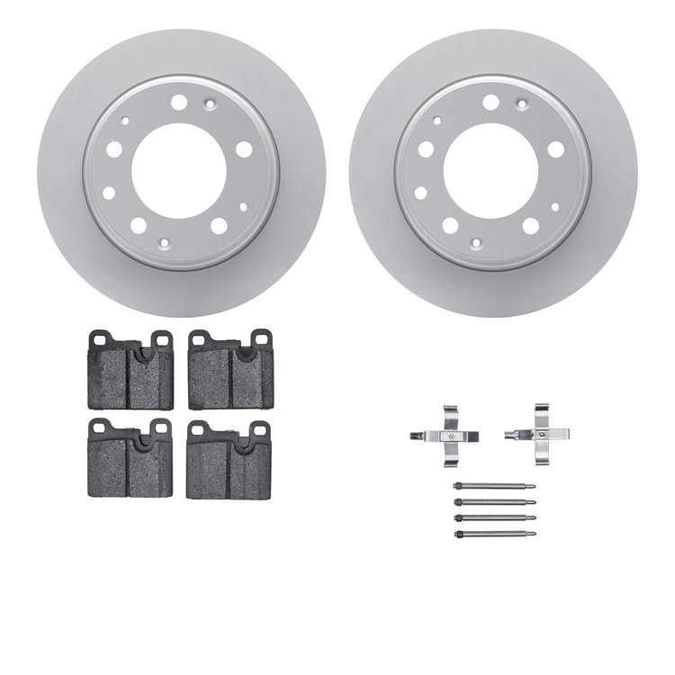 4512-02035 Geospec Brake Rotors w/5000 Advanced Brake Pads Kit & Hardware, 1984-1989 Porsche, Position: Rear
