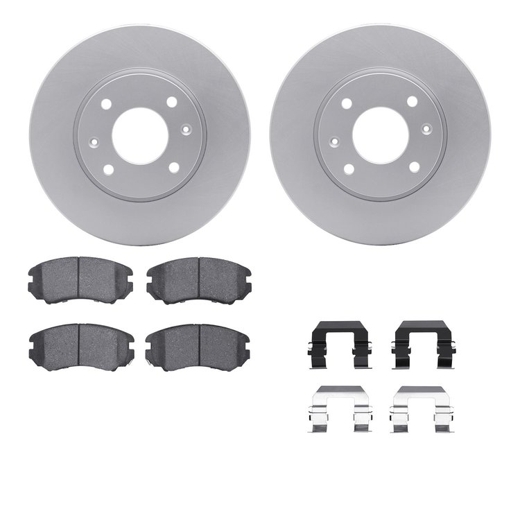 4512-03088 Geospec Brake Rotors w/5000 Advanced Brake Pads Kit & Hardware, 2002-2006 Kia/Hyundai/Genesis, Position: Front
