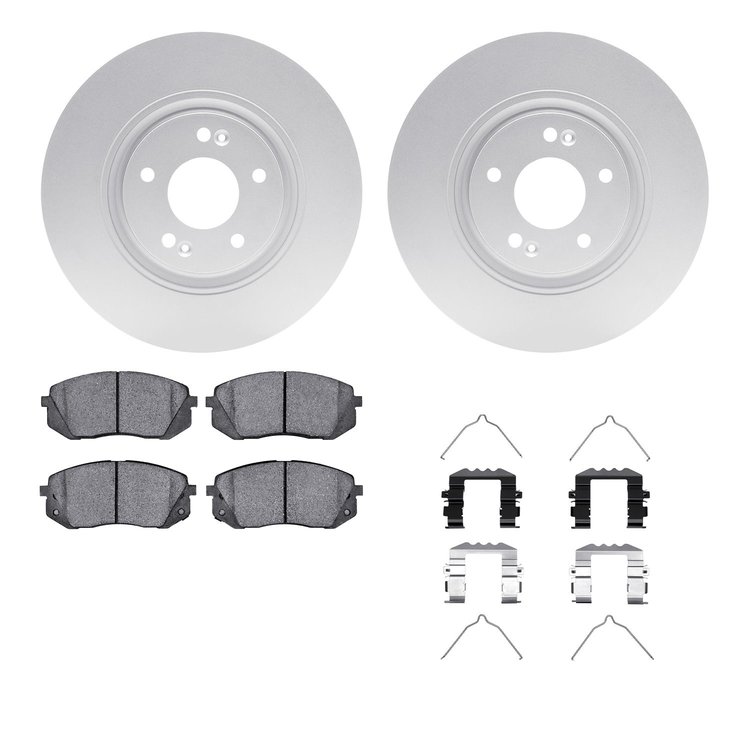 4512-03097 Geospec Brake Rotors w/5000 Advanced Brake Pads Kit & Hardware, 2016-2020 Kia/Hyundai/Genesis, Position: Front