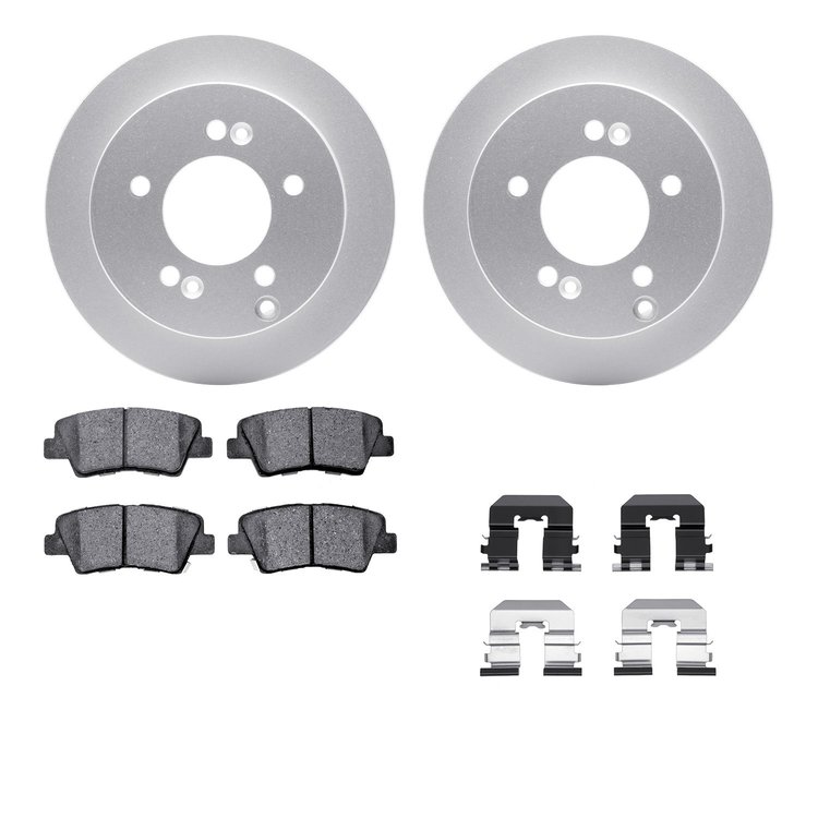 4512-03101 Geospec Brake Rotors w/5000 Advanced Brake Pads Kit & Hardware, 2008-2010 Kia/Hyundai/Genesis, Position: Rear