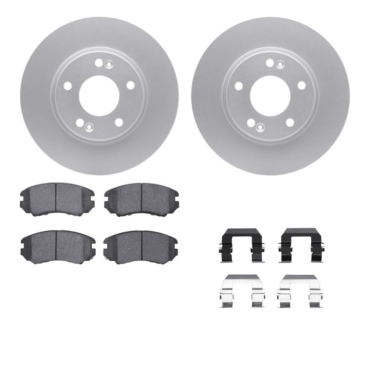 4512-03102 Geospec Brake Rotors w/5000 Advanced Brake Pads Kit & Hardware, 2003-2013 Kia/Hyundai/Genesis, Position: Front
