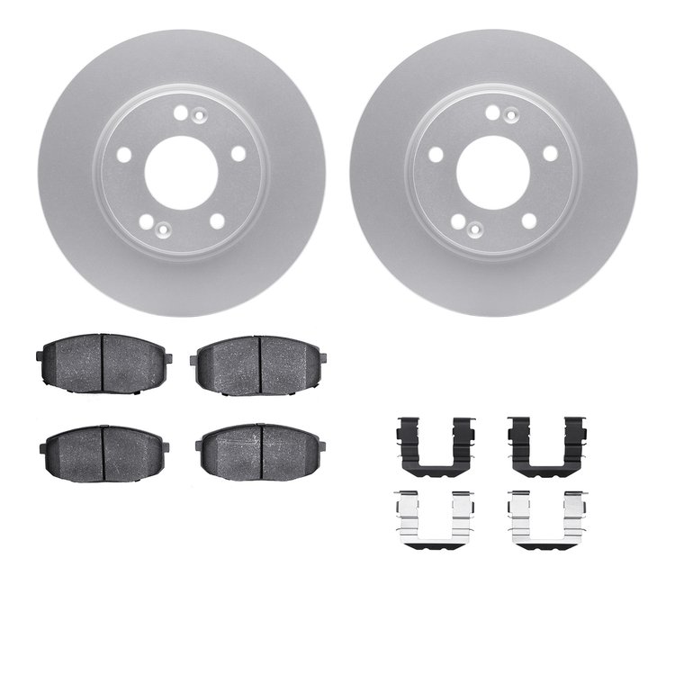 4512-03105 Geospec Brake Rotors w/5000 Advanced Brake Pads Kit & Hardware, 2009-2012 Kia/Hyundai/Genesis, Position: Front
