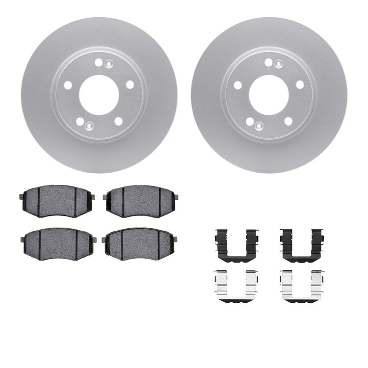 4512-03106 Geospec Brake Rotors w/5000 Advanced Brake Pads Kit & Hardware, 2010-2011 Kia/Hyundai/Genesis, Position: Front