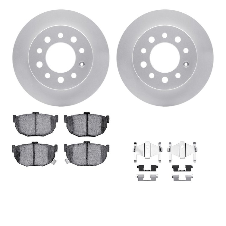 4512-03107 Geospec Brake Rotors w/5000 Advanced Brake Pads Kit & Hardware, 2003-2008 Kia/Hyundai/Genesis, Position: Rear