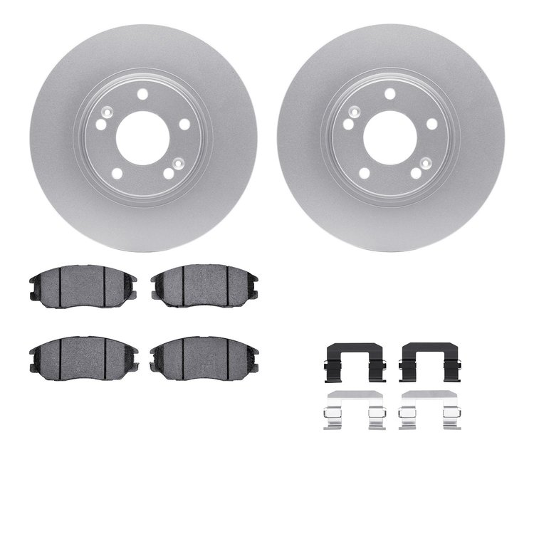4512-03110 Geospec Brake Rotors w/5000 Advanced Brake Pads Kit & Hardware, 2004-2006 Kia/Hyundai/Genesis, Position: Front