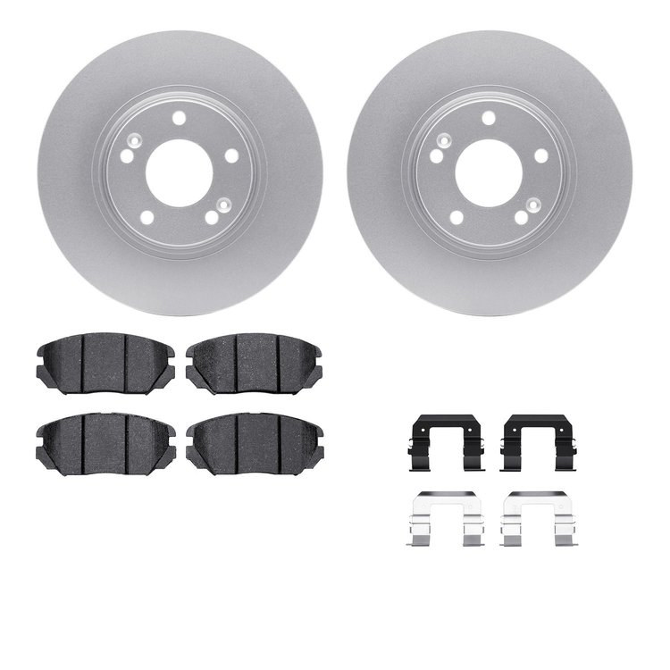 4512-03112 Geospec Brake Rotors w/5000 Advanced Brake Pads Kit & Hardware, 2006-2011 Kia/Hyundai/Genesis, Position: Front