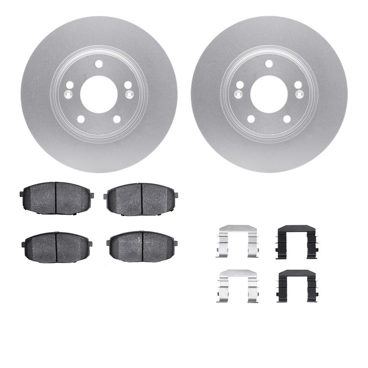 4512-03116 Geospec Brake Rotors w/5000 Advanced Brake Pads Kit & Hardware, 2010-2013 Kia/Hyundai/Genesis, Position: Front