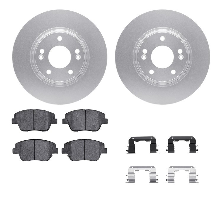 4512-03118 Geospec Brake Rotors w/5000 Advanced Brake Pads Kit & Hardware, 2009-2016 Kia/Hyundai/Genesis, Position: Front