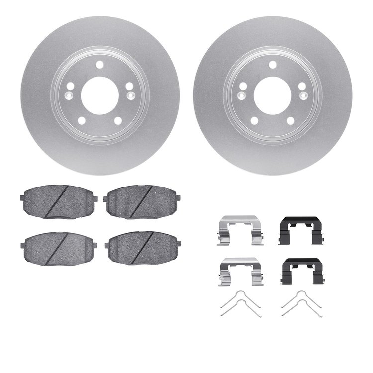 4512-03122 Geospec Brake Rotors w/5000 Advanced Brake Pads Kit & Hardware, 2017-2019 Kia/Hyundai/Genesis, Position: Front