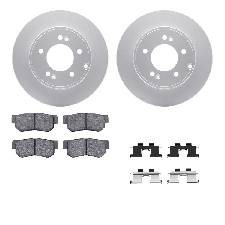 4512-03123 Geospec Brake Rotors w/5000 Advanced Brake Pads Kit & Hardware, 2005-2008 Kia/Hyundai/Genesis, Position: Rear