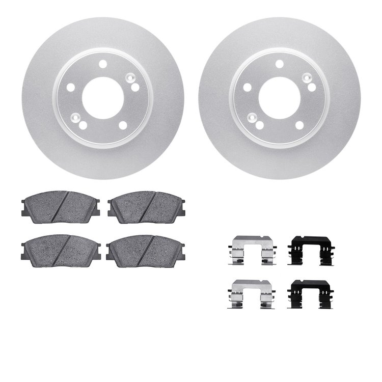 4512-03124 Geospec Brake Rotors w/5000 Advanced Brake Pads Kit & Hardware, Fits Select Kia/Hyundai/Genesis, Position: Front