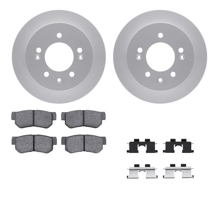 4512-03132 Geospec Brake Rotors w/5000 Advanced Brake Pads Kit & Hardware, 2007-2009 Kia/Hyundai/Genesis, Position: Rear