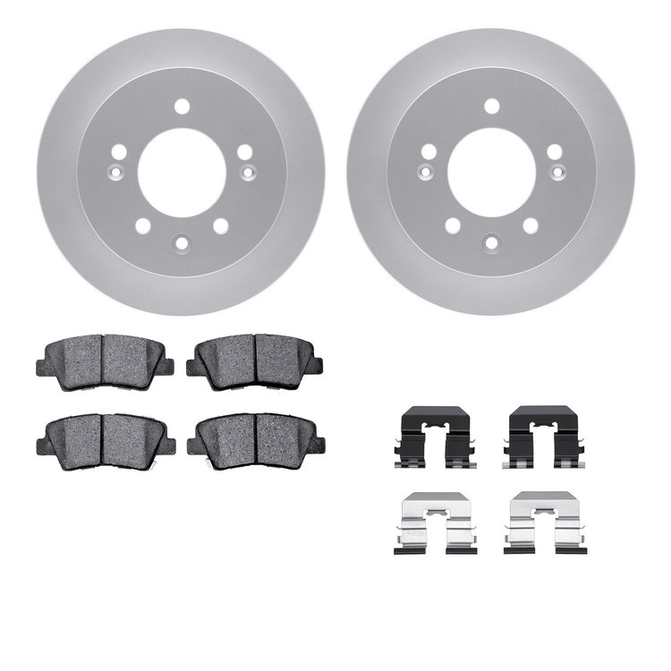4512-03133 Geospec Brake Rotors w/5000 Advanced Brake Pads Kit & Hardware, 2010-2010 Kia/Hyundai/Genesis, Position: Rear
