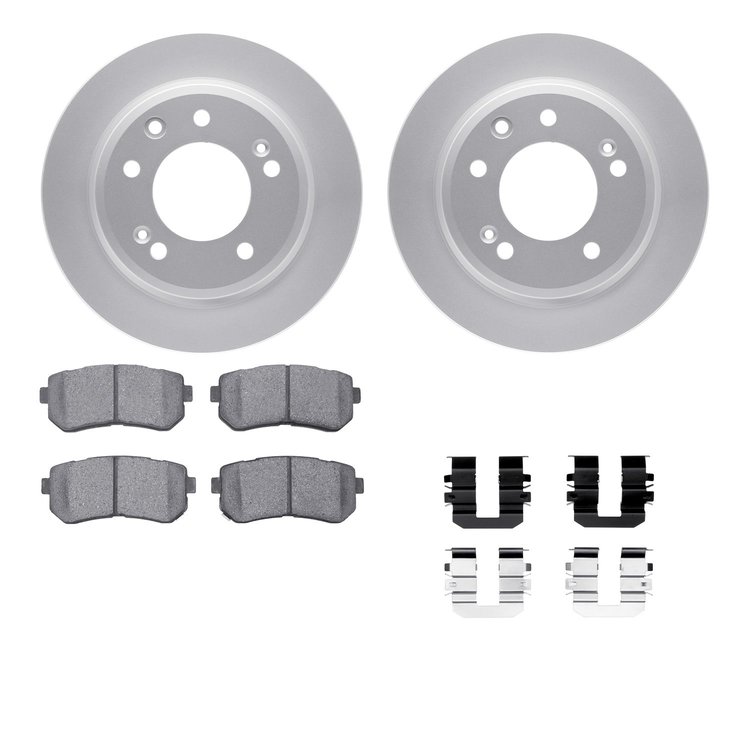 4512-03137 Geospec Brake Rotors w/5000 Advanced Brake Pads Kit & Hardware, 2009-2016 Kia/Hyundai/Genesis, Position: Rear