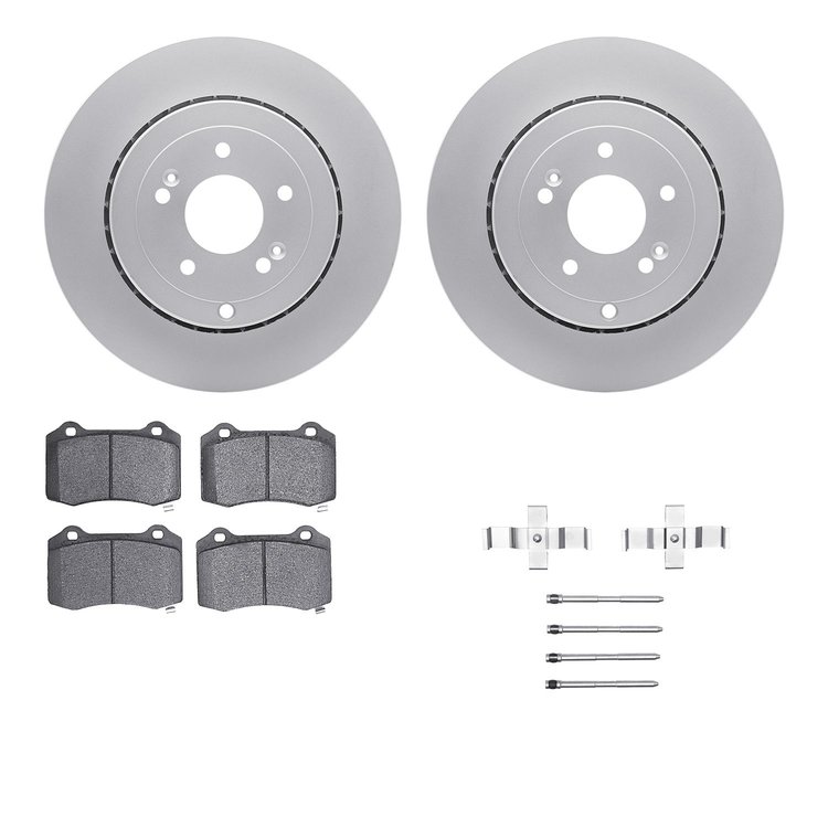 4512-03139 Geospec Brake Rotors w/5000 Advanced Brake Pads Kit & Hardware, 2010-2016 Kia/Hyundai/Genesis, Position: Rear