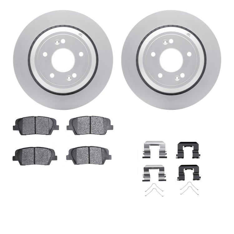 4512-03144 Geospec Brake Rotors w/5000 Advanced Brake Pads Kit & Hardware, 2011-2017 Kia/Hyundai/Genesis, Position: Rear