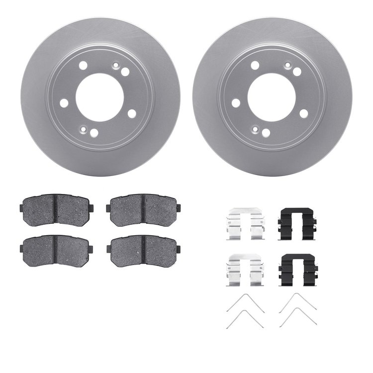 4512-03149 Geospec Brake Rotors w/5000 Advanced Brake Pads Kit & Hardware, Fits Select Kia/Hyundai/Genesis, Position: Rear