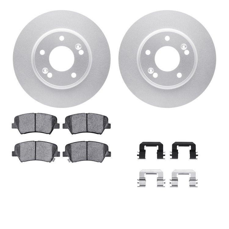 4512-03152 Geospec Brake Rotors w/5000 Advanced Brake Pads Kit & Hardware, 2012-2016 Kia/Hyundai/Genesis, Position: Front