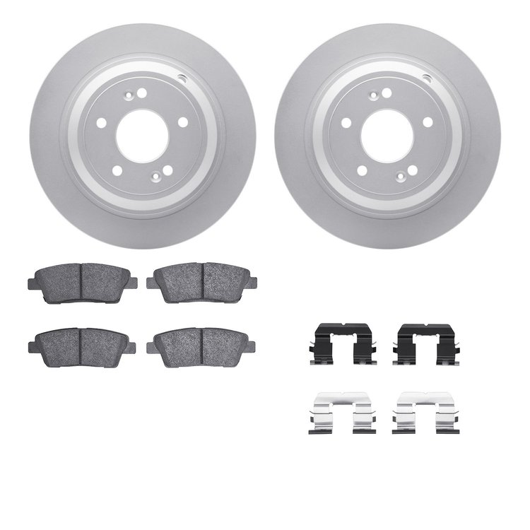 4512-03156 Geospec Brake Rotors w/5000 Advanced Brake Pads Kit & Hardware, 2010-2017 Kia/Hyundai/Genesis, Position: Rear