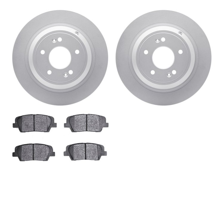 4512-03157 Geospec Brake Rotors w/5000 Advanced Brake Pads Kit & Hardware, 2009-2009 Kia/Hyundai/Genesis, Position: Rear