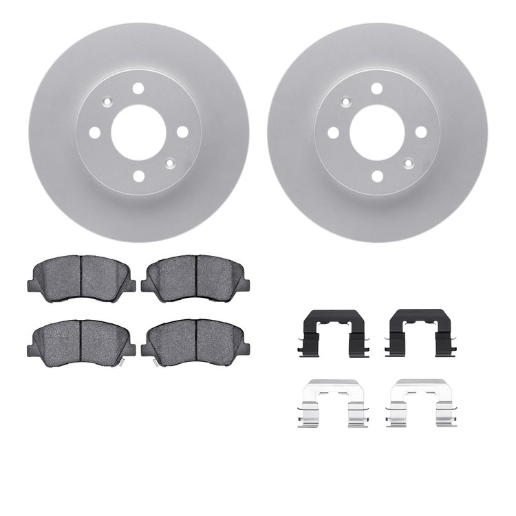 4512-03163 Geospec Brake Rotors w/5000 Advanced Brake Pads Kit & Hardware, 2012-2017 Multiple Makes/Models, Position: Front