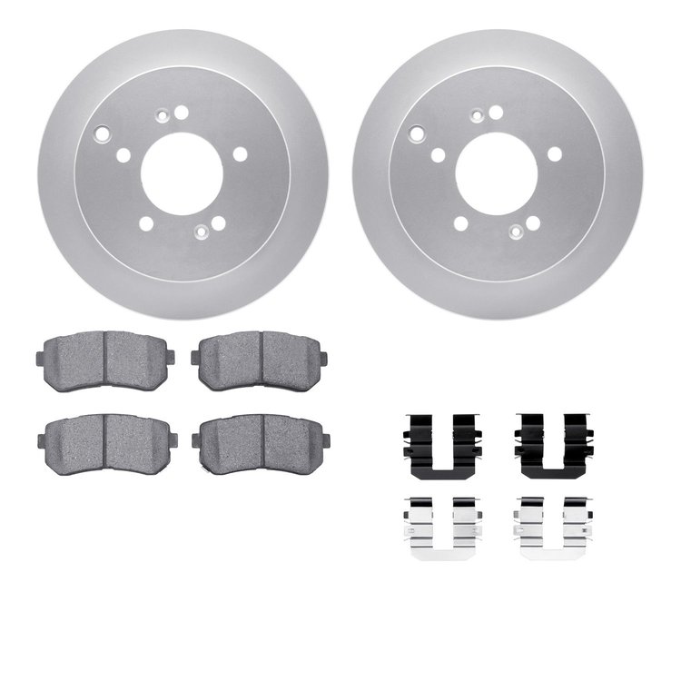4512-03167 Geospec Brake Rotors w/5000 Advanced Brake Pads Kit & Hardware, 2010-2016 Kia/Hyundai/Genesis, Position: Rear