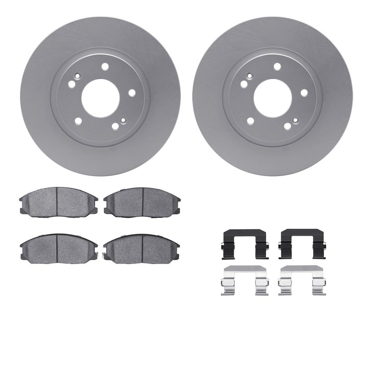 4512-03168 Geospec Brake Rotors w/5000 Advanced Brake Pads Kit & Hardware, 2001-2006 Kia/Hyundai/Genesis, Position: Front