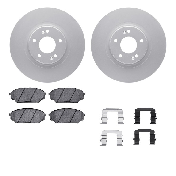 4512-03170 Geospec Brake Rotors w/5000 Advanced Brake Pads Kit & Hardware, 2007-2012 Kia/Hyundai/Genesis, Position: Front