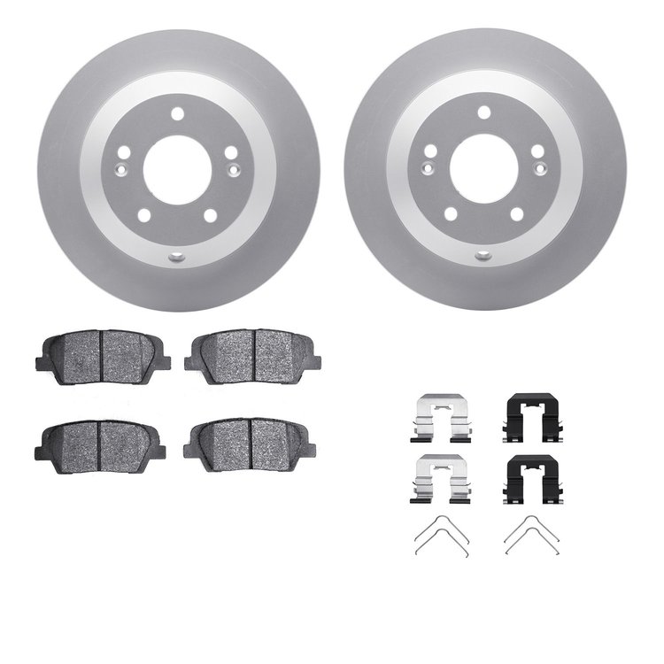 4512-03174 Geospec Brake Rotors w/5000 Advanced Brake Pads Kit & Hardware, 2010-2019 Kia/Hyundai/Genesis, Position: Rear