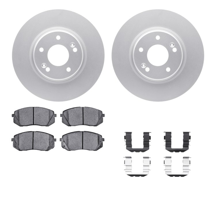 4512-03181 Geospec Brake Rotors w/5000 Advanced Brake Pads Kit & Hardware, 2015-2015 Kia/Hyundai/Genesis, Position: Front