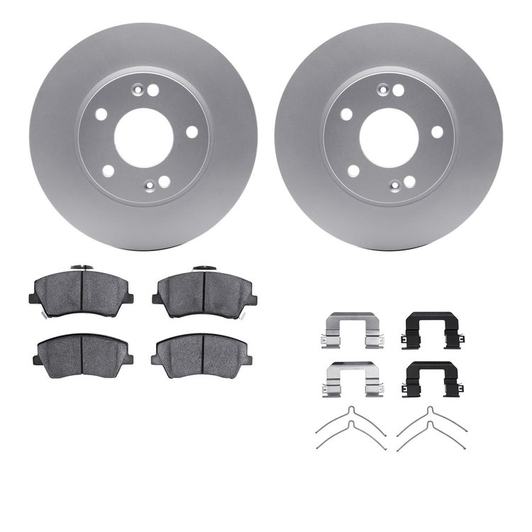 4512-03185 Geospec Brake Rotors w/5000 Advanced Brake Pads Kit & Hardware, Fits Select Kia/Hyundai/Genesis, Position: Front