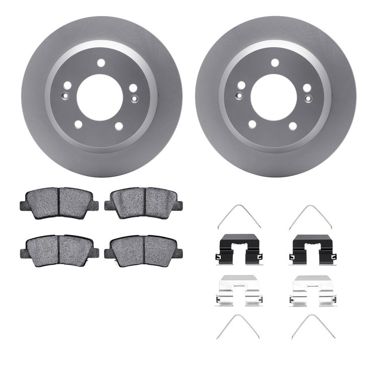 4512-03190 Geospec Brake Rotors w/5000 Advanced Brake Pads Kit & Hardware, Fits Select Kia/Hyundai/Genesis, Position: Rear