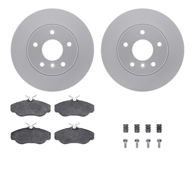 4512-11036 Geospec Brake Rotors w/5000 Advanced Brake Pads Kit & Hardware, 1999-2004 Land Rover, Position: Front