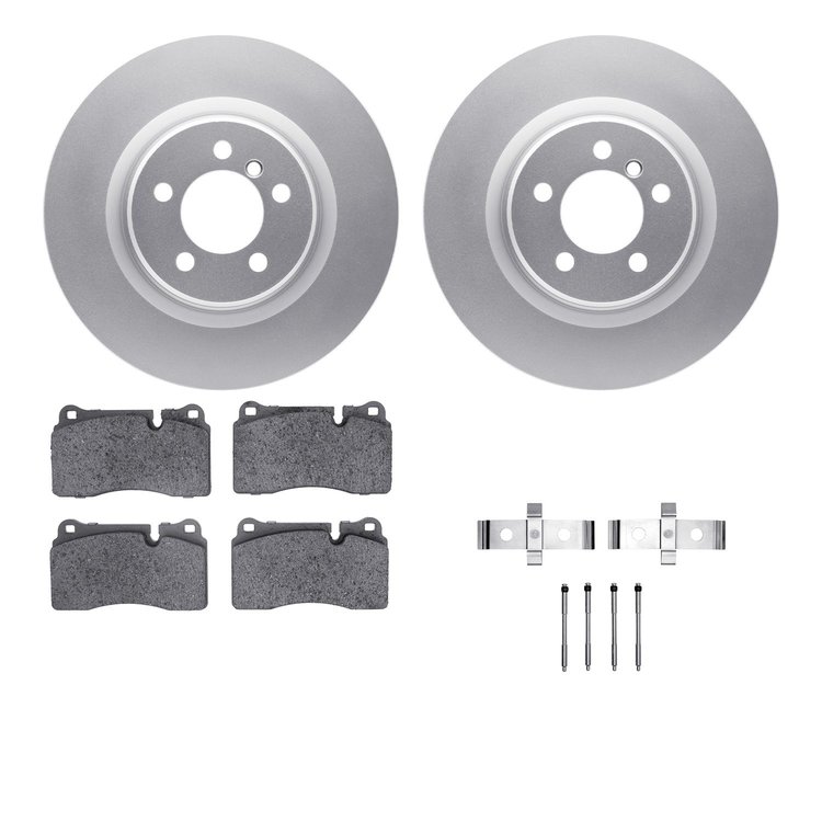 4512-11048 Geospec Brake Rotors w/5000 Advanced Brake Pads Kit & Hardware, 2006-2009 Land Rover, Position: Front